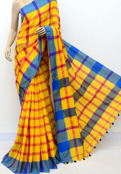 Tant Cotton Saree Yellow